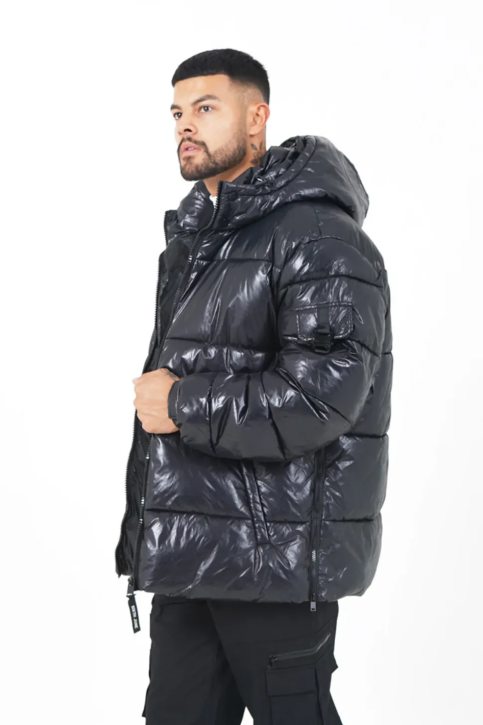 Doudoune Courte Matelassee Zip Noir