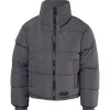 Doudoune Courte Matelassee Gris Fonce