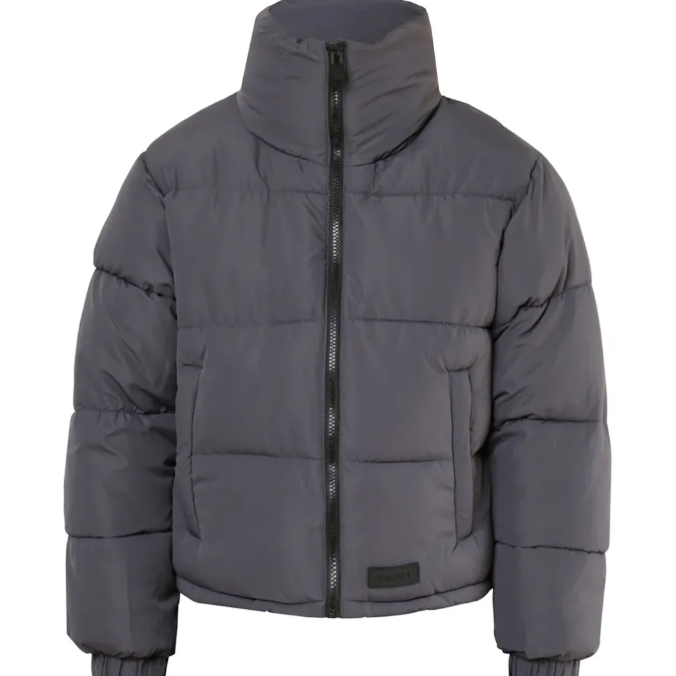 Doudoune Courte Matelassee Gris Fonce