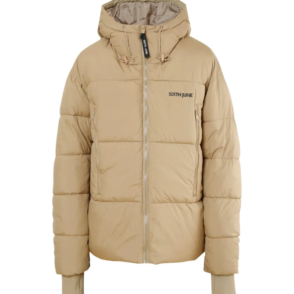 Doudoune Courte Matelassee Beige Fonce