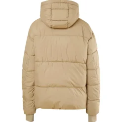 Doudoune Courte Matelassee Beige Fonce