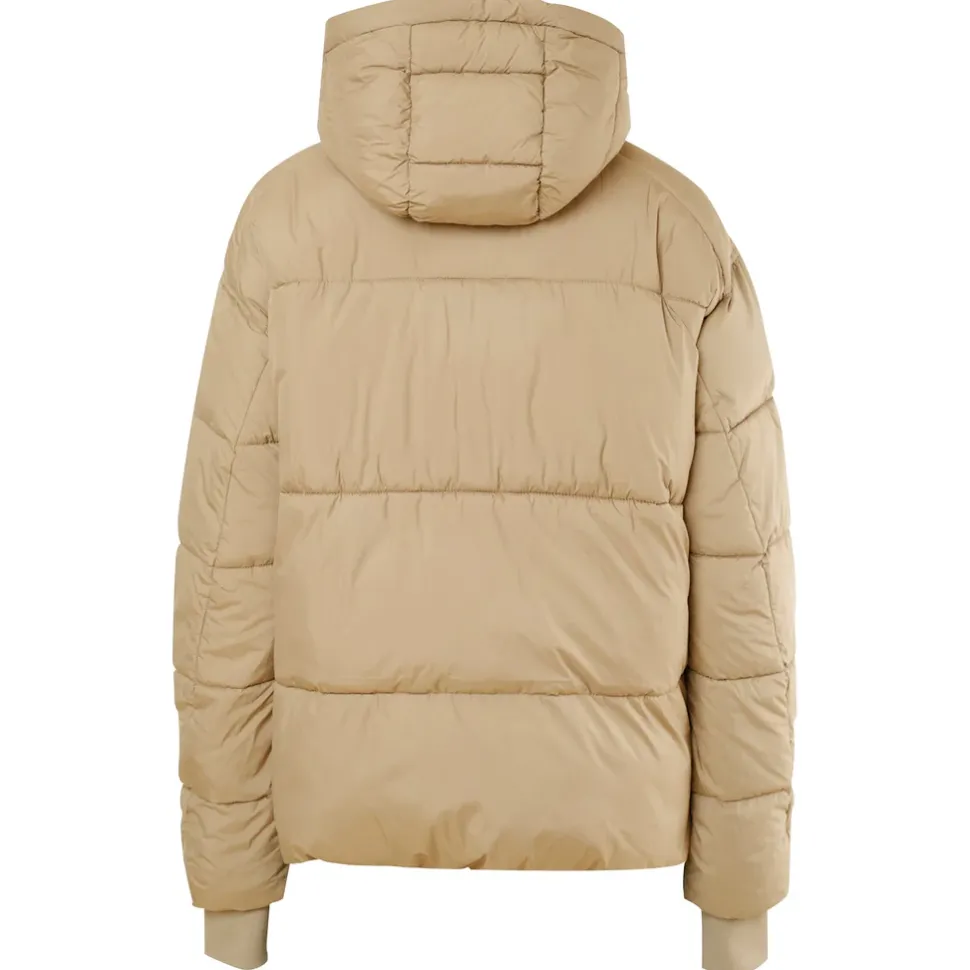 Doudoune Courte Matelassee Beige Fonce