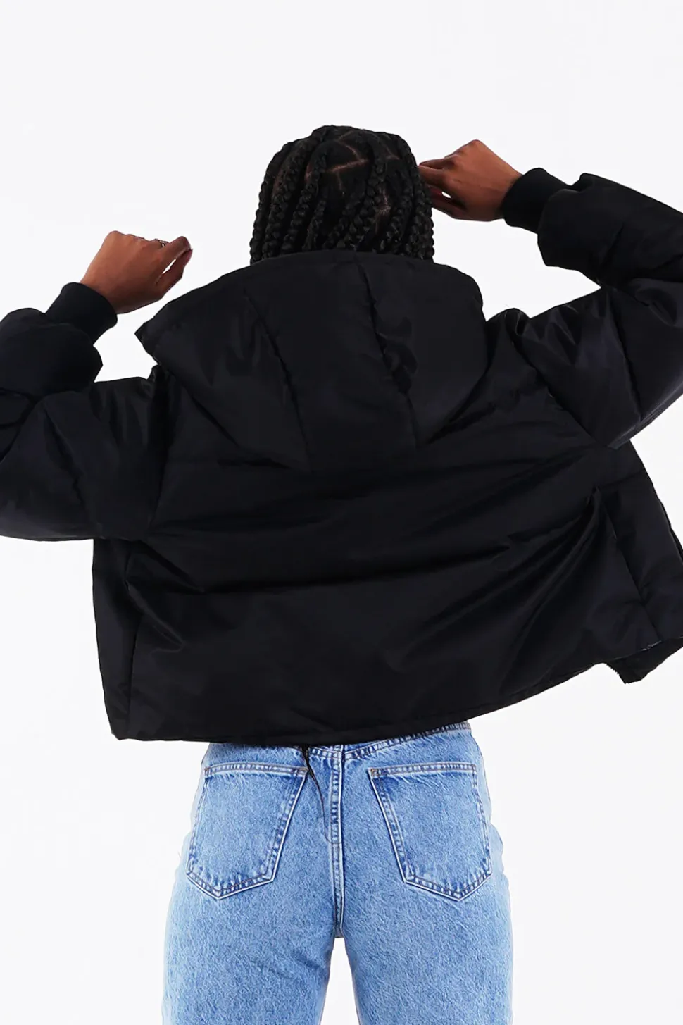 Doudoune Courte Nylon Epais Noir
