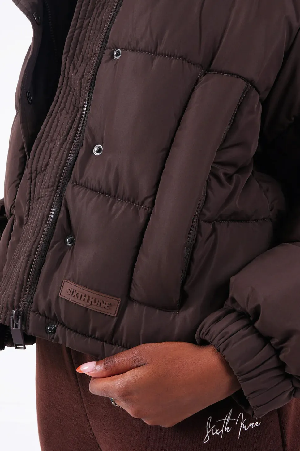 Doudoune Courte Oversize Marron