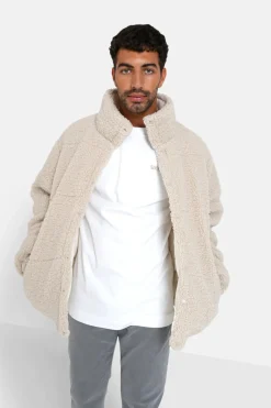 Doudoune Courte Reversible Sherpa Beige Clair