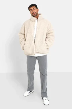 Doudoune Courte Reversible Sherpa Beige Clair