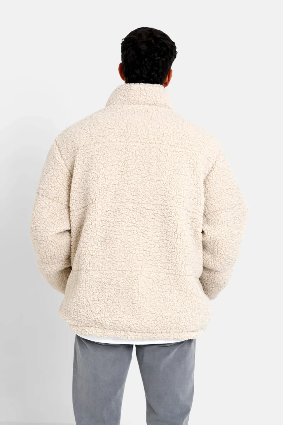 Doudoune Courte Reversible Sherpa Beige Clair