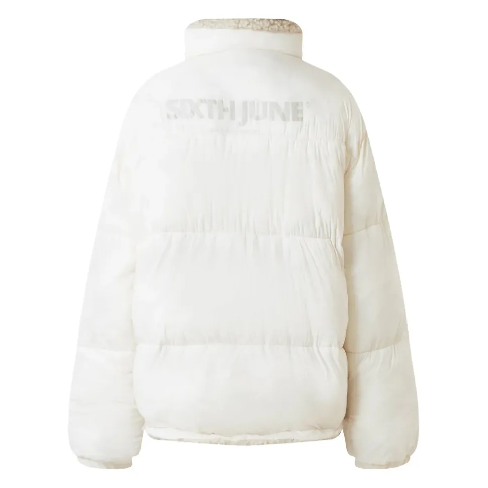 Doudoune Courte Reversible Sherpa Beige Clair