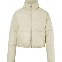Doudoune Courte Simili Cuir Vert Clair