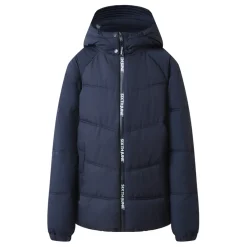 Doudoune Courte Zip Imprime Bleu