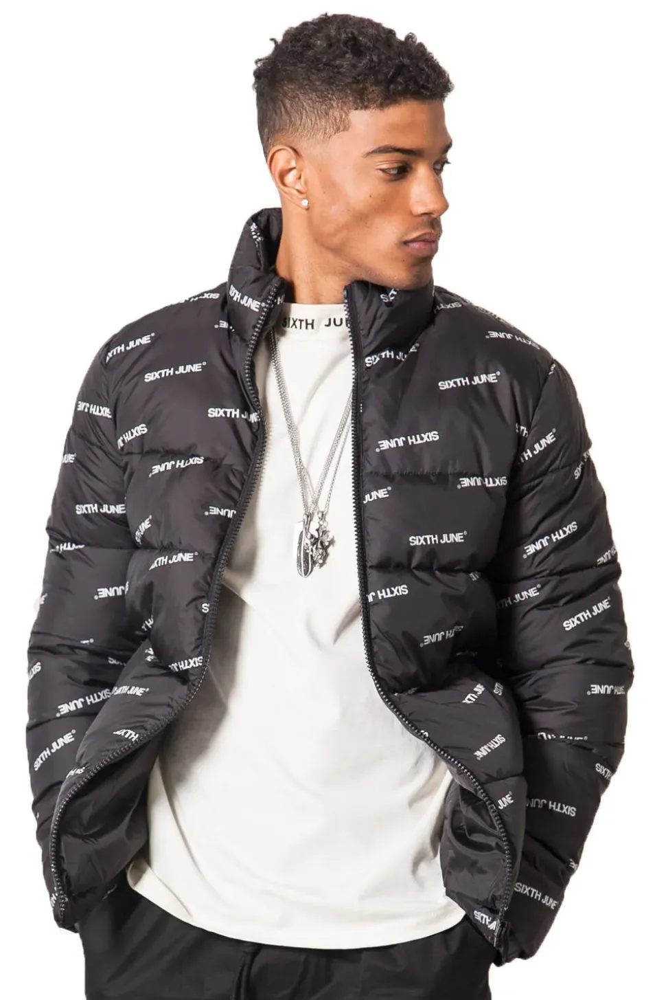 Doudoune Imprime All-Over Noir