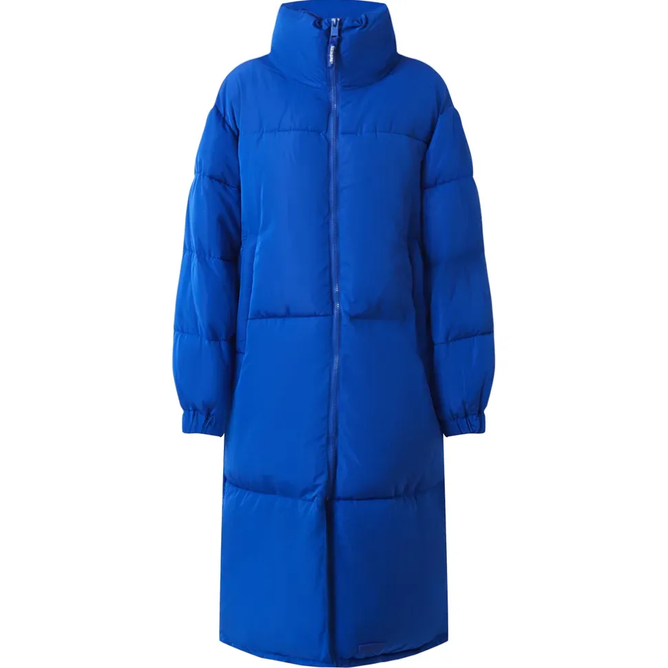 Doudoune Longue Matelassee Bleu Fonce