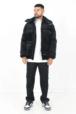 Doudoune Matelassee Velours Noir