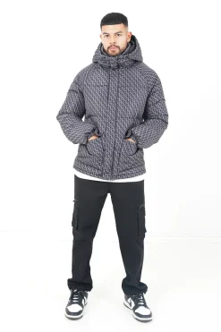 Doudoune Monogramme Matelassee Gris Fonce