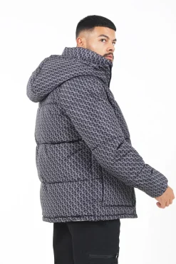 Doudoune Monogramme Matelassee Gris Fonce