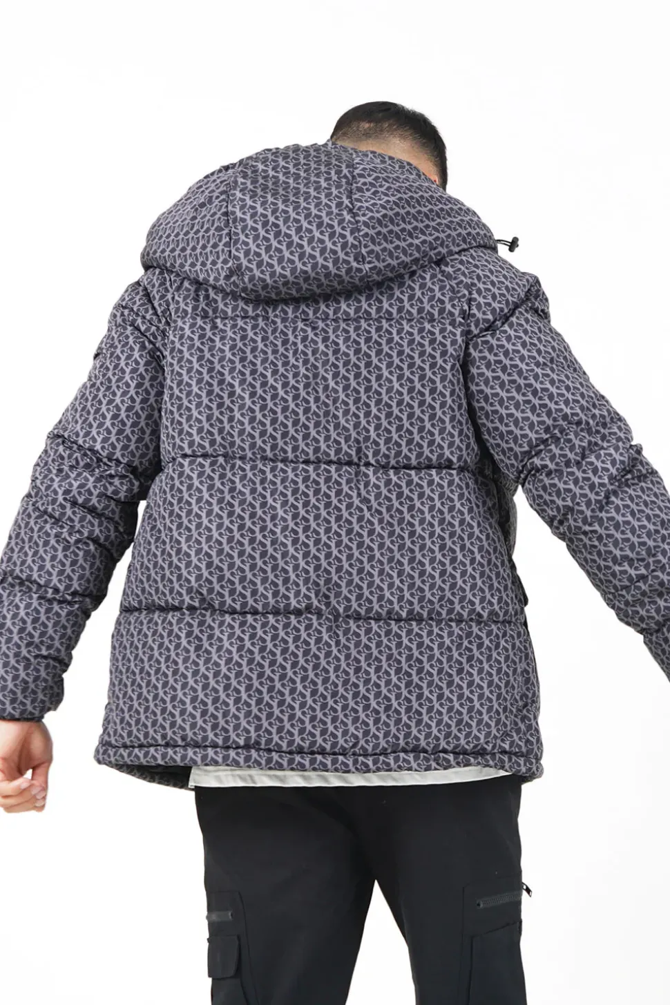 Doudoune Monogramme Matelassee Gris Fonce