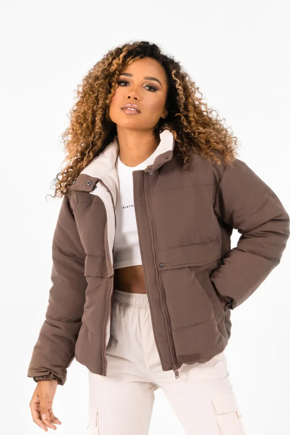 Doudoune Oversize Matelassee Marron