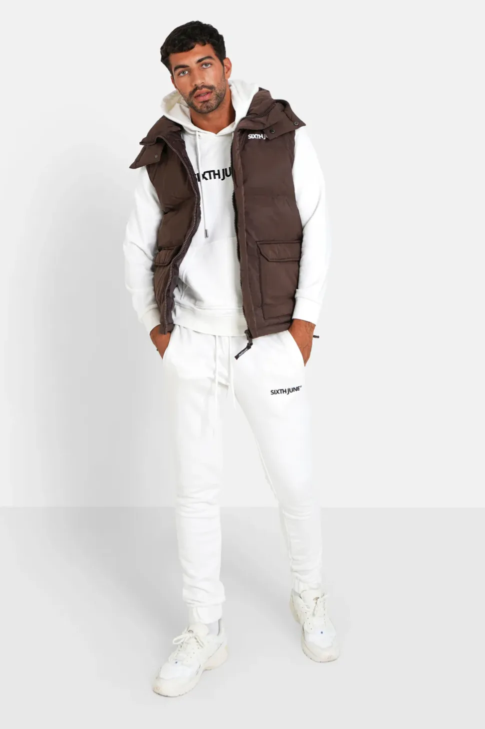 Doudoune Sans Manches Capuche Marron