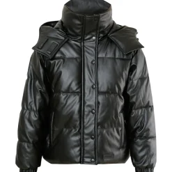 Doudoune Simili Cuir Noir