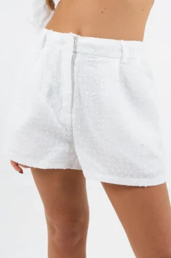 Ensemble Top + Short Boheme Texture Blanc