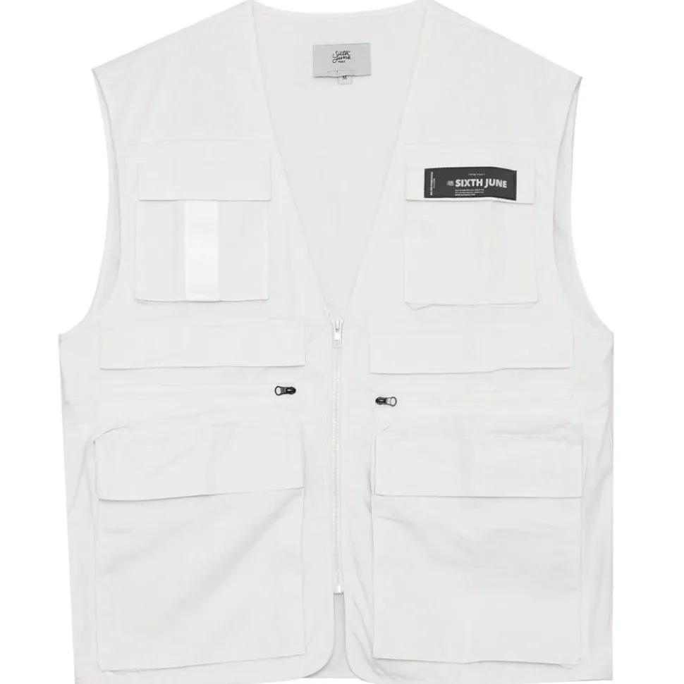 Gilet Multipoche Zip Blanc