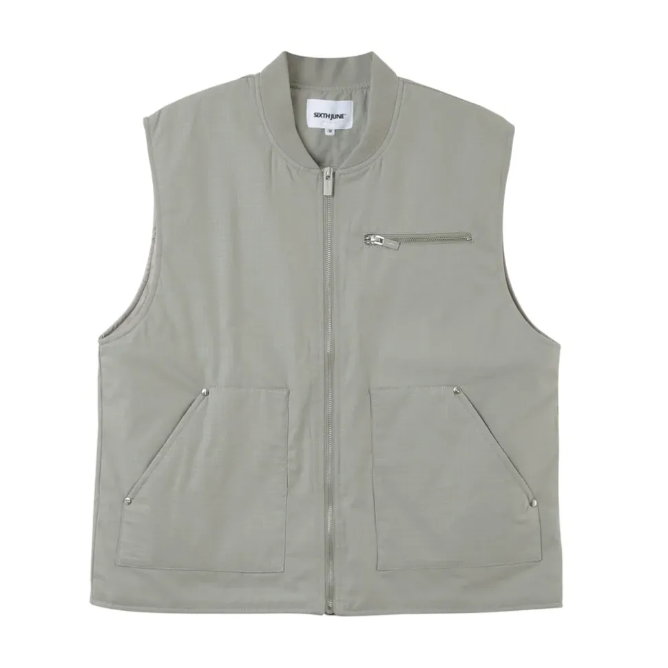 Gilet Zip Crew Gris Clair