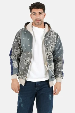Gilet Zippe Bandana Bicolore Gris