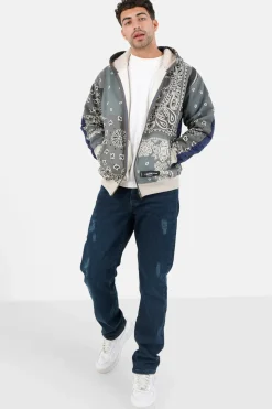 Gilet Zippe Bandana Bicolore Gris