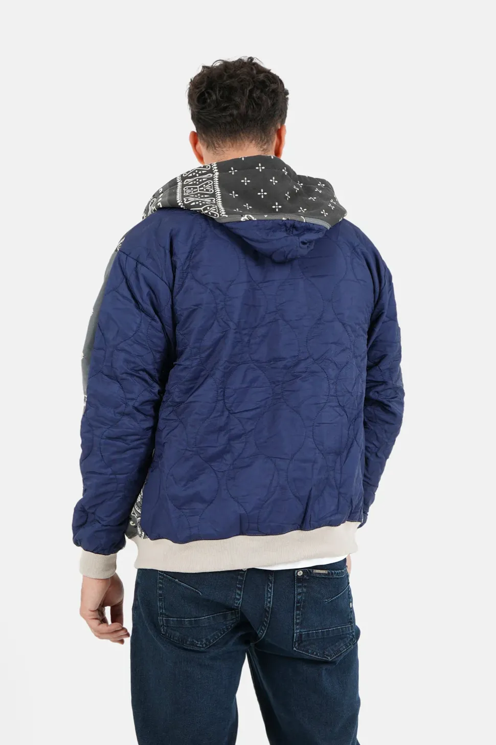 Gilet Zippe Bandana Bicolore Gris