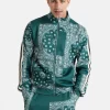 Gilet Zippe Bandana Patchwork Vert Fonce