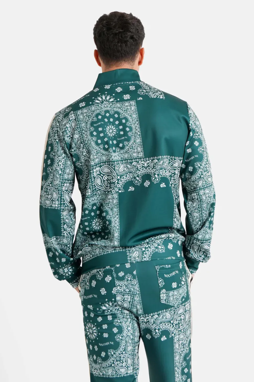 Gilet Zippe Bandana Patchwork Vert Fonce