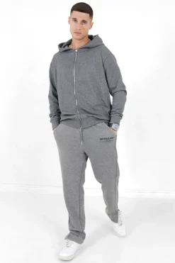 Gilet Zippe Capuche Logo Gris Fonce
