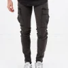 Jean Cargo Souple Skinny Gris Fonce