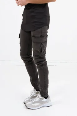 Jean Cargo Souple Skinny Gris Fonce