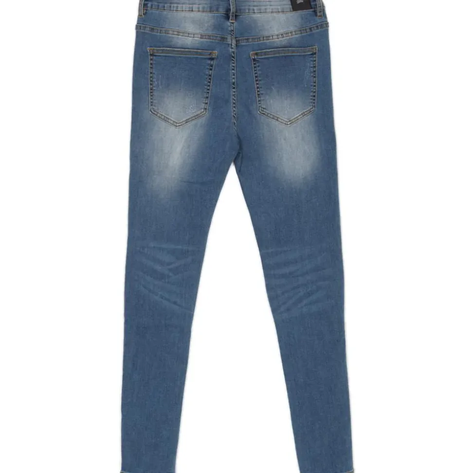 Jean Destroy Empiecement Bleu Fonce