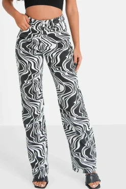 Jean Motif Zebre Large Noir