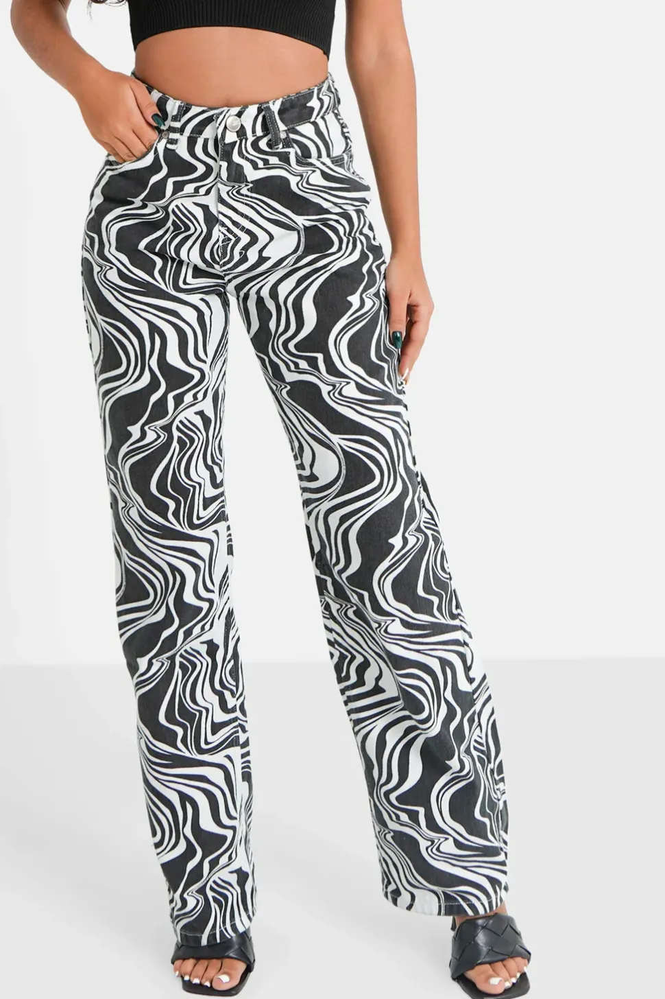 Jean Motif Zebre Large Noir