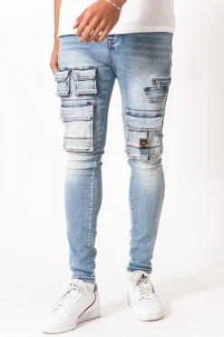 Jean Poches Tactique Zip Bleu