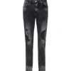 Jean Slim Delave Dechirures Gris Fonce
