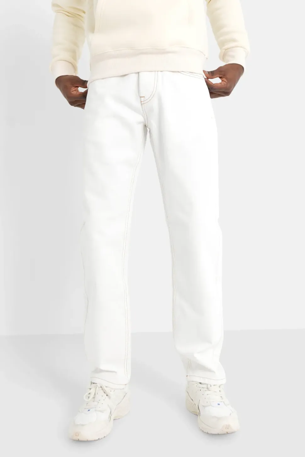 Jean Surpiqures Droit Blanc