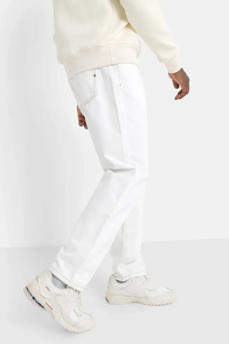 Jean Surpiqures Droit Blanc