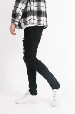 Jean Tartan Destroyed Noir
