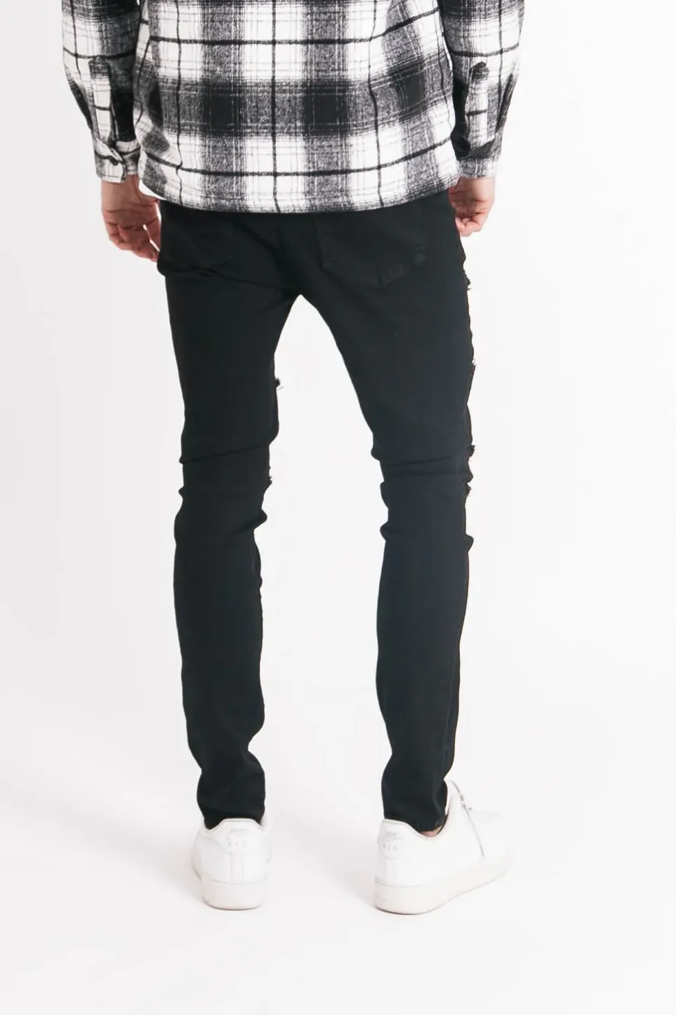 Jean Tartan Destroyed Noir