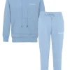 Jogging + Sweat Capuche Logo Brode Bleu Clair