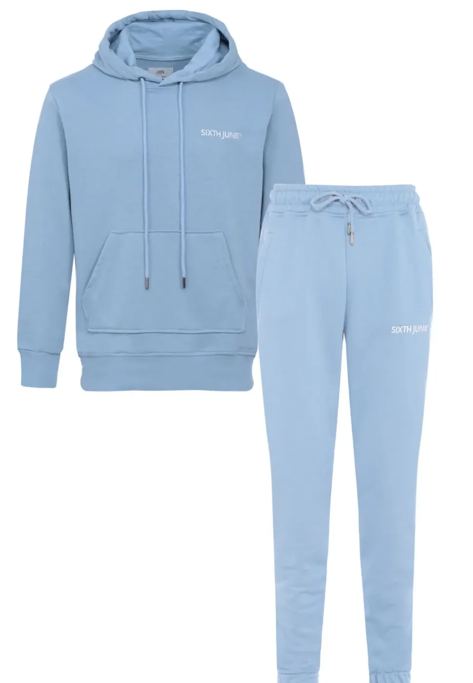 Jogging + Sweat Capuche Logo Brode Bleu Clair