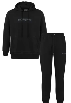 Jogging + Sweat Capuche Logo Gomme Noir