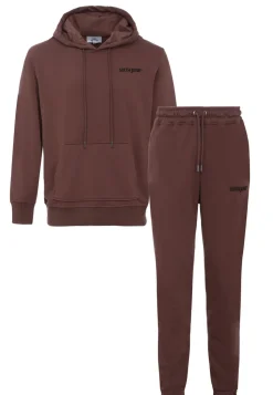 Jogging + Sweat Capuche Logo Brode Marron