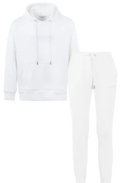 Jogging + Sweat Capuche Logo Gomme Blanc