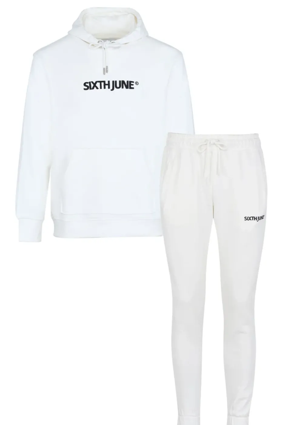 Jogging + Sweat Capuche Logo Brode Blanc