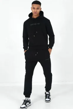 Jogging + Sweat Capuche Logo Gomme Noir